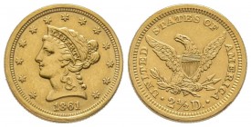 USA
2.5 Dollars, Philadephia, 1861, AU 4.21 g.
Ref : KM#72
Conservation : Superbe