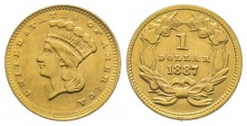 USA
1 Dollar, Philadephia, 1887, Indian Head, AU 1.68 g.
Conservation : Superbe