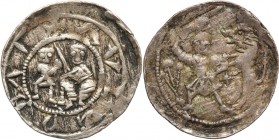 Medieval coins 
POLSKA/POLAND/POLEN/SCHLESIEN

Władysław II Wygnaniec (1138-1146). Denar 

Aw.: Książę z mieczem na tronie, obok giermekRw.: Ryce...