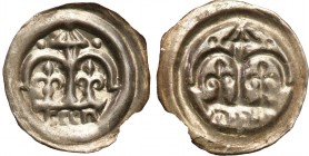 Medieval coins 
POLSKA/POLAND/POLEN/SCHLESIEN

Leszek Biały (1202-1227). Brakteat - Beautiful i RARE 

Aw.: Podwójna arkada z wieżą, w polach liś...