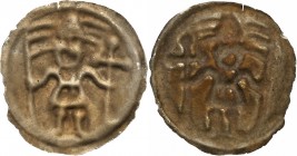 Medieval coins 
POLSKA/POLAND/POLEN/SCHLESIEN

Brakteat guziczkowy II połowa XIII wieku, Kujawy? - RARE 

Aw.: Stojący rycerz w hełmie, trzymając...