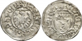 Medieval coins 
POLSKA/POLAND/POLEN/SCHLESIEN

Kazimierz IV Jagiellończyk (1446-1492). Szelag (Schilling), Gdansk (Danzig) 

Aw.: Tarcza z ukoron...