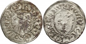 Medieval coins 
POLSKA/POLAND/POLEN/SCHLESIEN

Kazimierz IV Jagiellończyk (1446-1492). Szelag (Schilling), Gdansk (Danzig) 

Aw.: Tarcza z ukoron...