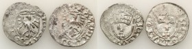 Medieval coins 
POLSKA/POLAND/POLEN/SCHLESIEN

Kazimierz IV Jagiellończyk (1446-1492). Szelag (Schilling), Gdansk (Danzig), set 2 coins 

Aw.: Ta...