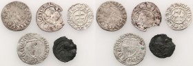 Medieval coins 
POLSKA/POLAND/POLEN/SCHLESIEN

Polska/Zakon Krzyżacki XIV-XV wiek, set 5 coins 

Zróżnicowany zestaw 5 monet: Kwartnik Kazimierza...