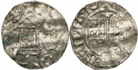 Medieval coins 
POLSKA/POLAND/POLEN/SCHLESIEN

Germany, Dolna Lotaryngia, Kolonia. Konrad II (1027-1039). Denar 

Pęknięty krążek, pofalowana pow...