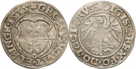 Sigismund I Old
POLSKA/ POLAND/ POLEN / POLOGNE / POLSKO

Zygmunt I Stary. Grosz (Groschen) 1535, Elblag (Elbing) 

Końcówka napisu PRVSS na awer...