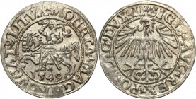 Sigismund II August
POLSKA/ POLAND/ POLEN/ LITHUANIA/ LITAUEN

Zygmunt II August. PółGrosz ( 1/2 Groschen) 1549, Vilnius 

Końcówki napisów LI / ...