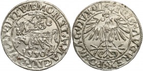 Sigismund II August
POLSKA/ POLAND/ POLEN/ LITHUANIA/ LITAUEN

Zygmunt II August. PółGrosz ( 1/2 Groschen) 1550, Vilnius 

Końcówki napisów LI / ...