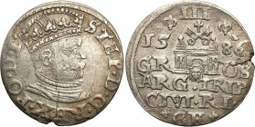 COLLECTION of Polish 3 grosze
POLSKA/ POLAND/ POLEN/ LITHUANIA/ LITAUEN

Stefan Batory. Trojak - 3 grosze (Groschen) 1586, Ryga (Riga) 

Odmiana ...