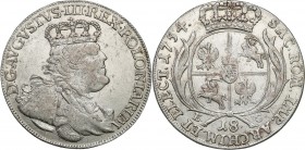 Augustus III the Sas 
POLSKA/ POLAND/ POLEN/ LITHUANIA/ LITAUEN

August III Sas Ort 18 groszy (Groschen) - Groschen 1754, Lipsk (Leipzig) 

Odmia...