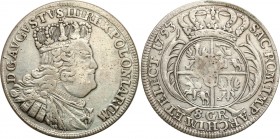 Augustus III the Sas 
POLSKA/ POLAND/ POLEN/ LITHUANIA/ LITAUEN

August III Sas. 8 groszy (Groschen) (2 zlote) 1753 EC, Lipsk (Leipzig) 

Czyszcz...