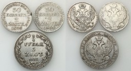 Poland XIX century / Russia 
POLSKA / POLAND / POLEN / RUSSIA / RUSSLAND / РОССИЯ

Polska XIX w. 30 Kopek (kopeck) = 2 zlote 1836, 1837 i 1838 MW, ...