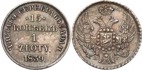 Poland XIX century / Russia 
POLSKA / POLAND / POLEN / RUSSIA / RUSSLAND / РОССИЯ

Polska XlX w./Rosja. 15 Kopek (kopeck) = 1 zloty 1839 НГ, Peters...