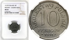 Poland II Republic
POLSKA / POLAND / POLEN / POLOGNE / POLSKO

Polish Kingdom. 10 fenig 1917 iron NGC MS65 (MAX) 

Najwyższa nota gradingowa na ś...