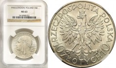 Poland II Republic
POLSKA / POLAND / POLEN / POLOGNE / POLSKO

II RP. 10 zlotych 1932 Women Head (no mint mark) NGC MS63 

Piękny egzemplarz, int...