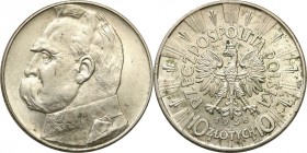 Poland II Republic
POLSKA / POLAND / POLEN / POLOGNE / POLSKO

II RP 10 zlotych 1938 Pilsudski - Rare Date 

W dużej mierze zachowany połysk menn...