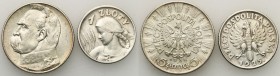 Poland II Republic
POLSKA / POLAND / POLEN / POLOGNE / POLSKO

II RP. 1 zloty 1925, London, 5 zlotych 1938 Pilsudski, set 2 coins 

- 1 złoty&nbs...