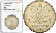Poland II Republic
POLSKA / POLAND / POLEN / POLOGNE / POLSKO

II RP. 5 zlotych 1928 Nike no mint mark NGC AU58 - exellence 

Moneta bez znaku w ...