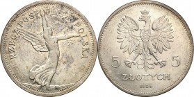 Poland II Republic
POLSKA / POLAND / POLEN / POLOGNE / POLSKO

II RP. 5 zlotych 1928 Nike no mint mark 

Pojedyncze mikrosyski w polu, lekkie prz...