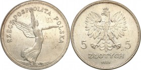 Poland II Republic
POLSKA / POLAND / POLEN / POLOGNE / POLSKO

II RP. 5 zlotych 1928 Nike no mint mark 

Moneta z duża ilością połysku menniczego...