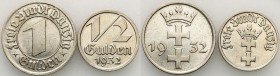 Danzig 
POLSKA / POLAND / POLEN / DANZIG / WOLNE MIASTO GDANSK

Wolne Miasto Gdansk / Danzig 1/2 guldena i gulden 1932, set 2 pieces 

Ładne egze...