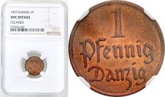 Danzig 
POLSKA / POLAND / POLEN / DANZIG / WOLNE MIASTO GDANSK

Wolne Miasto Gdansk / Danzig 1 fenig 1937 NGC UNC 

Bardzo ładnie zachowana monet...