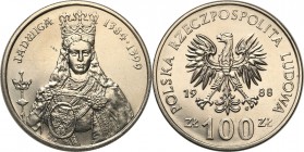 Probe coins Polish People Republic (PRL) and Poland
POLSKA / POLAND / POLEN / PATTERN / PROBE / PROBA

PRL. PROBE / PATTERN 100 zlotych 1988 Jadwig...