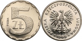 Collection - Nickel Probe Coins
POLSKA / POLAND / POLEN / PATTERN

PRL. PROBE / PATTERN Nickel 5 zlotych 1989 

Piękny, menniczy egzemplarz.Fisch...