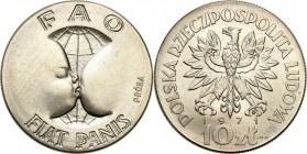 Collection - Nickel Probe Coins
POLSKA / POLAND / POLEN / PATTERN

PRL. PROBE / PATTERN Nickel 10 zlotych 1971 – FAO fiat panis 

Piękny, wyselek...