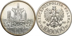 Polish collector coins after 1990
POLSKA / POLAND / POLEN / POLOGNE / POLSKO

III RP. 100 000 zlotych 1990 Solidarnosc The Rarest typ C 

Piękny,...