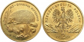Polish collector coins after 1990
POLSKA / POLAND / POLEN / POLOGNE / POLSKO

III RP. 2 zlote 1996 Jeż 

Piękny stan zachowania.Połysk.Fischer OB...
