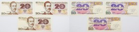 Polish banknotes
POLSKA / POLAND / POLEN / PAPER MONEY / BANKNOTE

20 zlotych 1982, series A, S, Z 

Pięknie zachowane banknoty, każdy inny. Rzad...