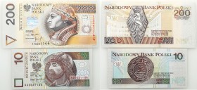 Polish banknotes
POLSKA / POLAND / POLEN / PAPER MONEY / BANKNOTE

10 i 200 zlotych 1994 series AA – TAKA SAM series I NUMBERING 

Banknoty z tak...