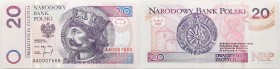 Polish banknotes
POLSKA / POLAND / POLEN / PAPER MONEY / BANKNOTE

20 zlotych 1994 replacement series AA 

Rzadka seria zastępcza AA drukowana w ...