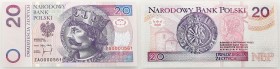Polish banknotes
POLSKA / POLAND / POLEN / PAPER MONEY / BANKNOTE

20 zlotych 1994 replacement series ZA 

Rzadka seria zastępcza ZA drukowana w ...