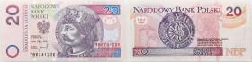 Polish banknotes
POLSKA / POLAND / POLEN / PAPER MONEY / BANKNOTE

20 zlotych 1994, replacement series YB 

Rzadka seria zastępcza. Piękny egzemp...