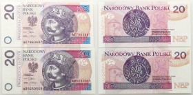 Polish banknotes
POLSKA / POLAND / POLEN / PAPER MONEY / BANKNOTE

20 zlotych 2012, series AB i AE, set 2 pieces - RADAR 

Numeracja radarowa.&nb...