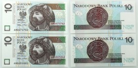 Polish banknotes
POLSKA / POLAND / POLEN / PAPER MONEY / BANKNOTE

10 zlotych 2012 series AM - RADAR, set 2 pieces 

Numeracja radarowa.&nbsp;Pię...