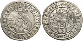Austria
Austria, Salzburg. Jan Ernest graf Thun i Hohenstein (1687-1709). 3 krajcary 1690, Salzburg - piękny 

Blask menniczy, pięknie zachowanePro...