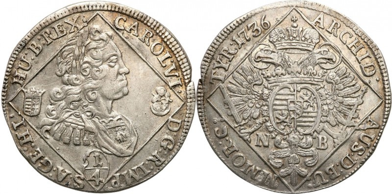 Austria
Austria, Karol VI (1711-174). 1/4 Talar (Thaler) 1736 NB, Nagybanya 
...