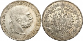 Austria
Austria, Francis Joseph. 5 crowns (Kronen) 1900, Vienna 

Pięknie zachowana moneta.Herinek 679

Details: 23,97 g Ag 
Condition: 1-/2+ (U...