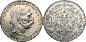 Austria
Austria, Francis Joseph. 5 crowns (Kronen) 1900, Vienna 

Pięknie zachowana moneta. Minimalnie czyszczone tło na awersie.Herinek 679

Det...