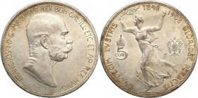 Austria
Austria, Francis Joseph I. 5 crowns (Kronen) 1908, Vienna 

Wybite z okazji 60-lecie panowania cesarza.Bardzo ładnie zachowane. Połysk, zło...