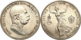 Austria
Austria, Francis Joseph I. 5 crowns (Kronen) 1908, Vienna 

Wybite na 60-lecie panowania Franciszka Józefa I.Ładnie zachowane.Davenport 35,...