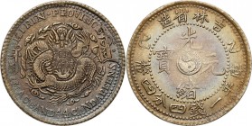 China
Chiny, Kirin. 20 cents 1905 

Nienotowany wariant z odwróconym A w słowie PROVINCE. Dodatkowo dłuższy ozdobnik zachodzący na słowo PROVINCE.R...