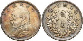China
Chiny, Republic. 20 cents Yr. 3 (1914) 

Ładnie zachowane. Korowa patyna.KM Y 327

Details: 5,37 g Ag 
Condition: 2- (EF-)