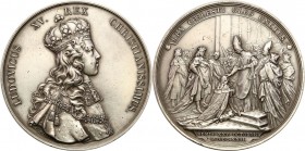 France
Francja. Medal 1973 Louis XV, silver 

Ogromny srebrny medal wykonany w 1973 roku (na rancie „1973 1 ARGENT”).Piękny egzemplarz.

Details:...