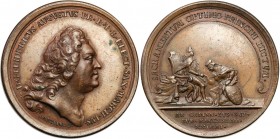 France
August III Sas. The medal swears the vassals to the new king 1733, bronze 

Aw.: Głowa króla Augusta III w prawo i napis w otokuRw.: Król Au...