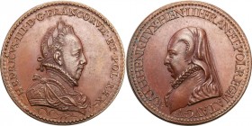 France
France, Poland. XIX century. Medal of Henry III Walezy and Catherine of Medici, bronze 

Bardzo ładny egzemplarz. Na rancie napis BRONZE.Med...